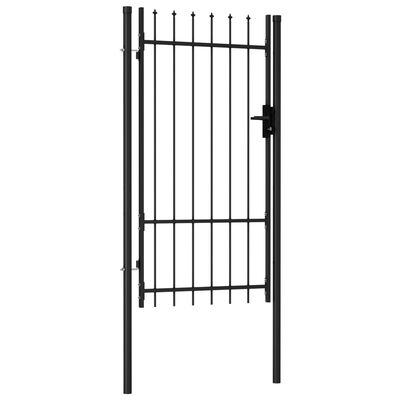 vidaXL Enojna vrata za ograjo koničasta jeklo 1x1,75 m črna