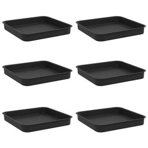 vidaXL Kvadraten cvetlični pladenj 6 pcs Črna 15 x 15 x 2 cm Plastika