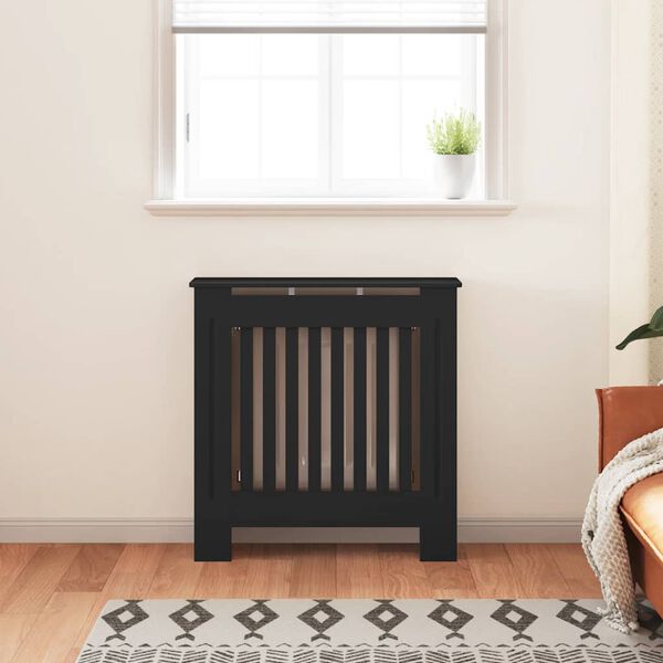 vidaXL Pokrov za radiator MDF črn 78 cm