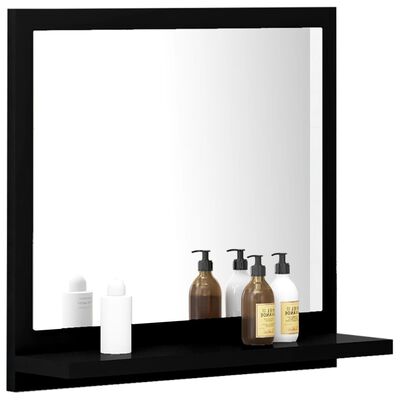 vidaXL Kopalniško ogledalo črno 40x10,5x37 cm iverna plošča