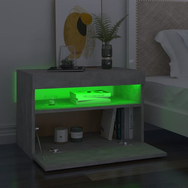 vidaXL Nočna omarica z LED lučkami 2 kosa betonsko siva 60x35x40 cm