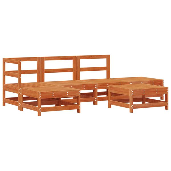 vidaXL Vrtna dnevna garnitura 5 pcs Voskan Rjava Masivna borovina