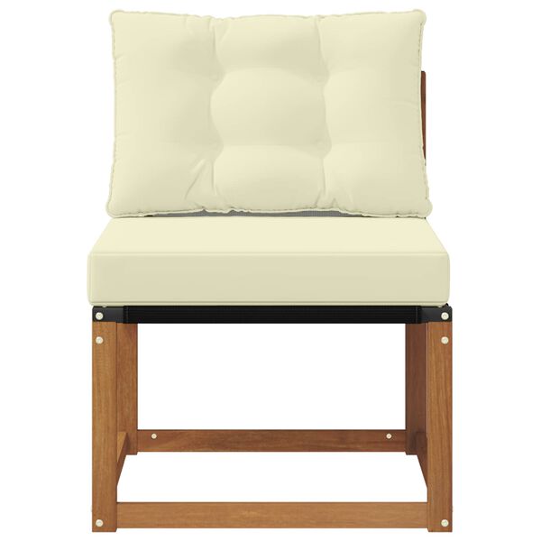 vidaXL Zunanja srednja sofa Trdni akacijev les in tkanina Textilene