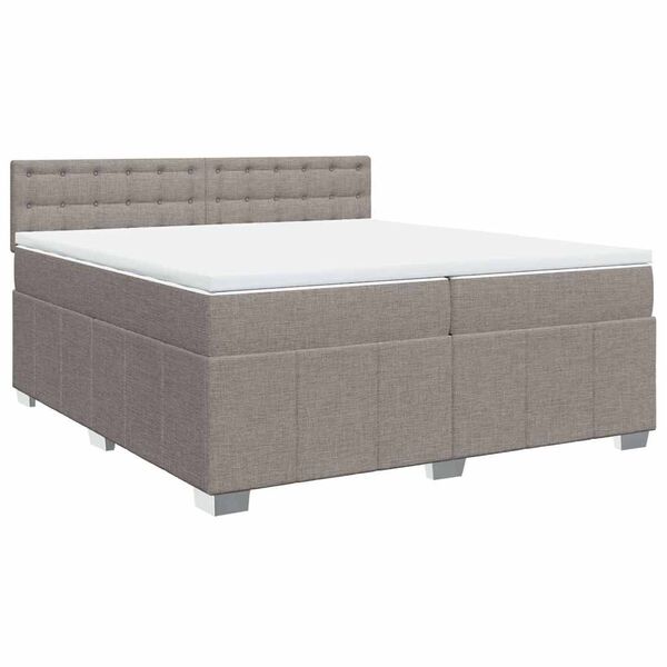vidaXL Box spring postelja z vzmetnico taupe 200x200 cm blago