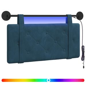 vidaXL Viseče vzglavje postelje Z LED svetlobo Modra Žamet