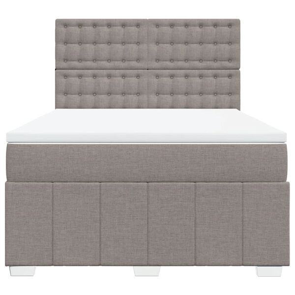 vidaXL Box spring postelja z vzmetnico taupe 140x190 cm blago