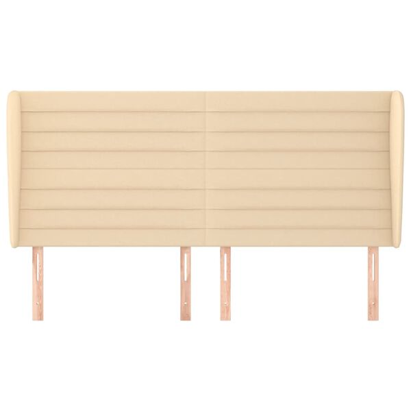 vidaXL Vzglavje z u&scaron;esi krem 183x23x118/128 cm blago