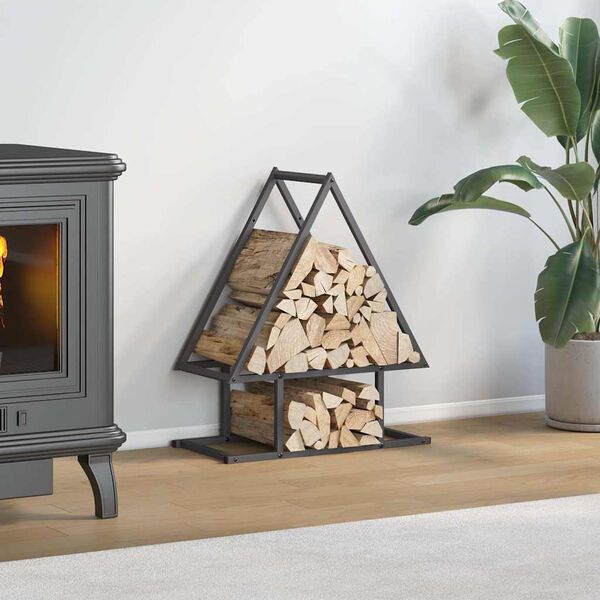 vidaXL Stojalo za drva črno 50x25x60 cm hladno valjano jeklo