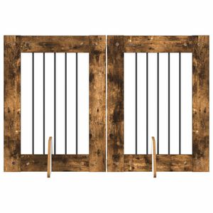 vidaXL Vrata za pse z stojali 2 pcs Dimljen hrast 60 x 80 cm