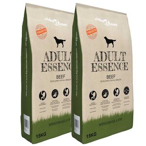 vidaXL Premium suha pasja hrana Adult Essence Beef (2 x 15 kg)