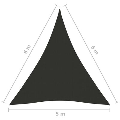 vidaXL Senčno jadro oksford blago trikotno 5x6x6 m antracitno