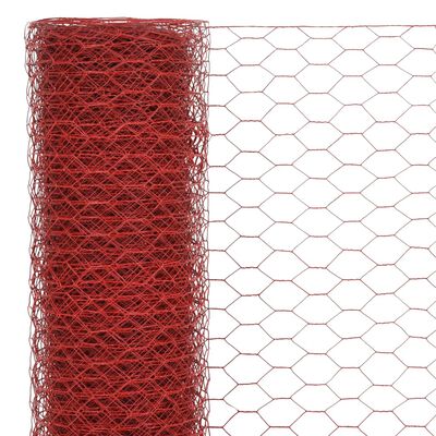 vidaXL Žična mreža za ograjo jeklo s PVC oblogo 25x1,5 m rdeča