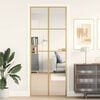 vidaXL Notranja vrata ozka zlata 83x201,5cm kaljeno steklo in aluminij