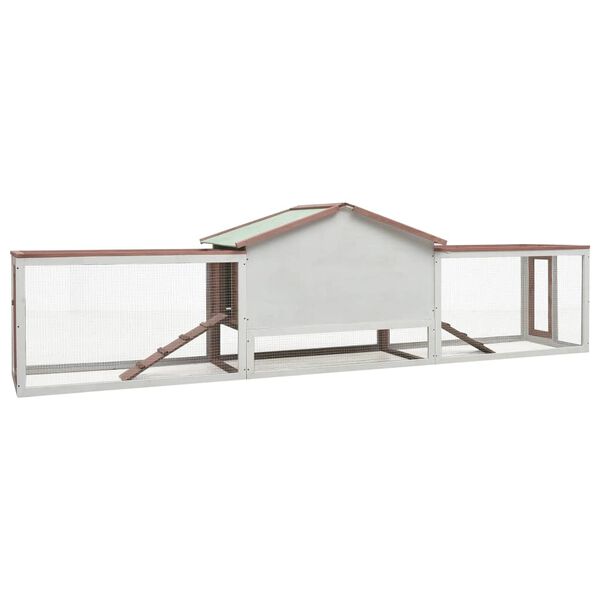 vidaXL Zajčnik mocha 310x70x87 cm trdna borovina in les jelke