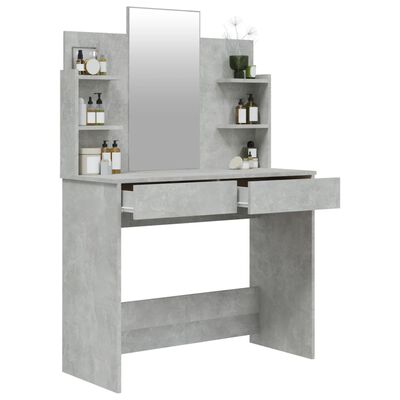 vidaXL Toaletna mizica z ogledalom betonsko siva 96x40x142 cm