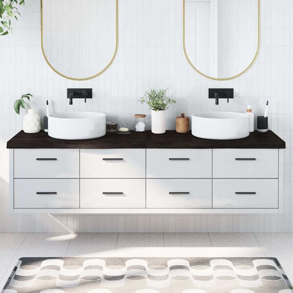 vidaXL Kopalniški pult temno rjav 200x50x(2-6) cm obdelan trden les