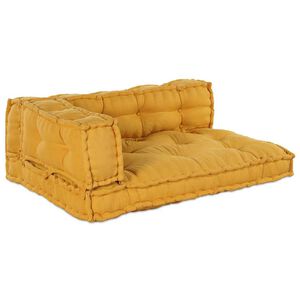 vidaXL Blazina za paletni kafi 3 kos Blago Rumena 120 x 80 x 38 cm