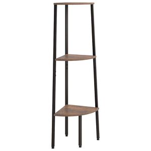 vidaXL 3-nadstropni kotni regal temno rjav in črn 45,5x31,5x120 cm