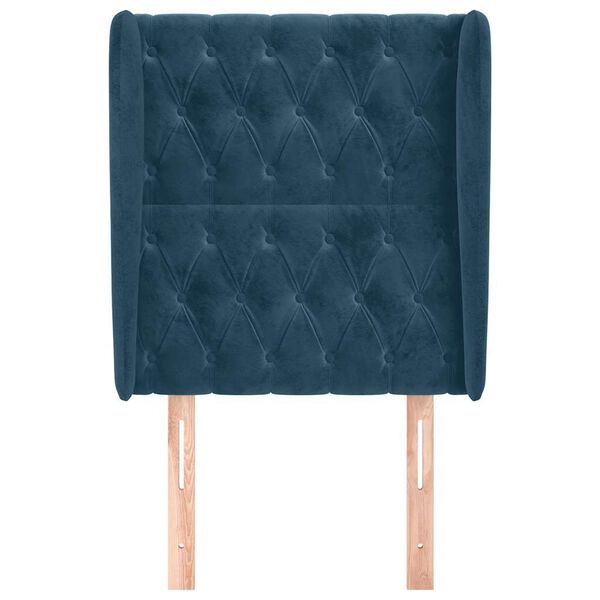 vidaXL Vzglavje z u&scaron;esi temno modro 83x23x118/128 cm žamet