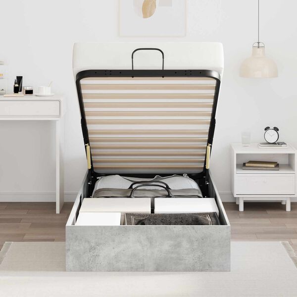 vidaXL Ottomanska postelja Betonsko siva 90 x 200 cm Konstruiran les