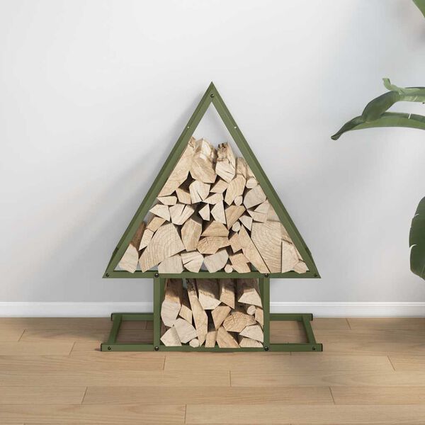 vidaXL Stojalo za drva olivno zelena 50x25x60 cm hladno valjano jeklo