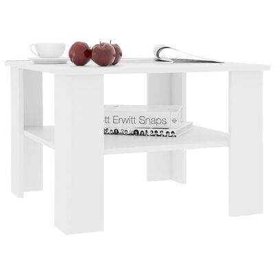 vidaXL Klubska mizica bela 60x60x42 cm iverna plošča