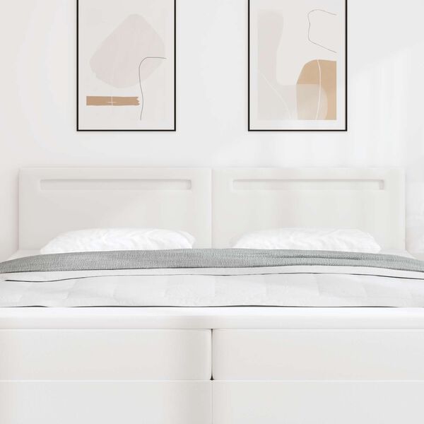 vidaXL LED glava postelje Bela 200 cm Umjetno usnje