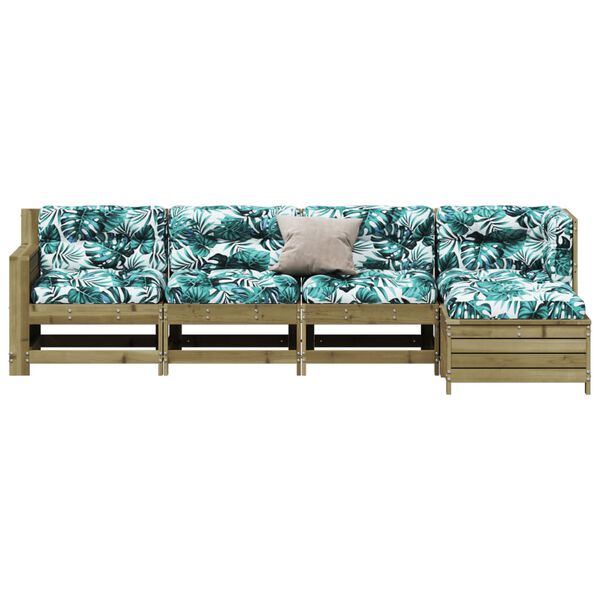 vidaXL Vrtna garnitura 5-delna z blazinami impregnirana trdna borovina