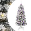 vidaXL Umetno Zložljivo Božično Drevo 150 LED Zelena in Bela 150 cm