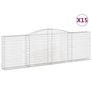 vidaXL Obokane gabion ko&scaron;are 15kosov 400x30x120/140cm pocinkano železo