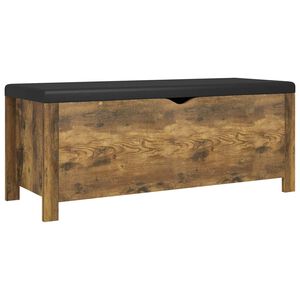 vidaXL &Scaron;katla z blazino dimljeni hrast 105x40x45 cm iverna plo&scaron;ča