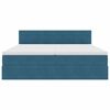 vidaXL Postelja s shranjevanjem z vzmetnico Temno modra 100 x 200 cm
