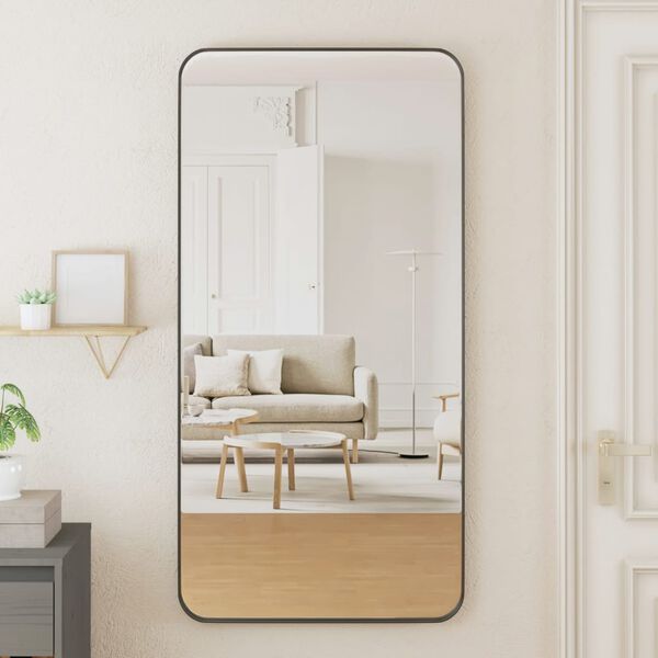 vidaXL Stensko ogledalo črno 50x100 cm pravokotno