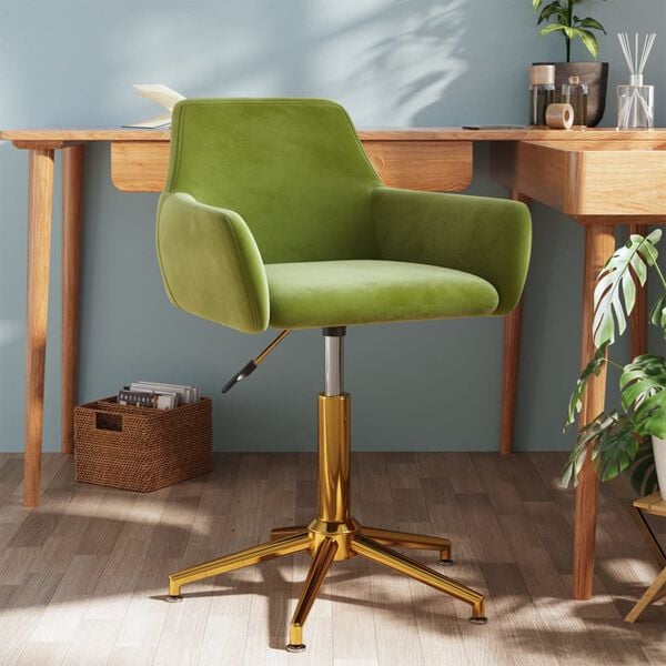 vidaXL Vrtljiv jedilni stol svetlo zelen žamet