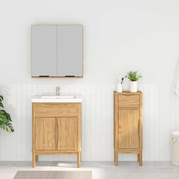 vidaXL Komplet pohi&scaron;tva za kopalnico s polico FLORO 2 pcs Voskast rjav