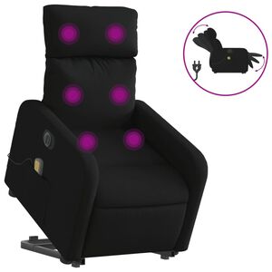vidaXL Električni masažni naslanjač s funkcijo vstajanja črn