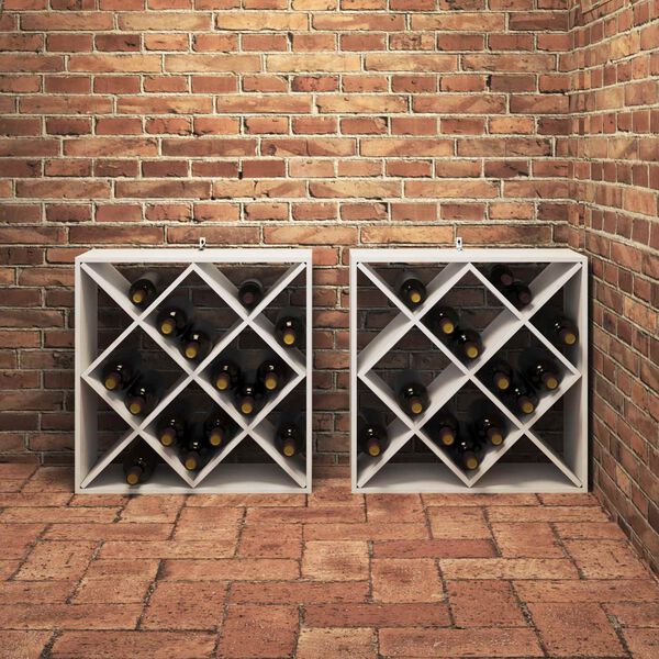 vidaXL Stojalo za vino 2 pcs Bela 62 x 25 x 62 cm Masivno borovo les
