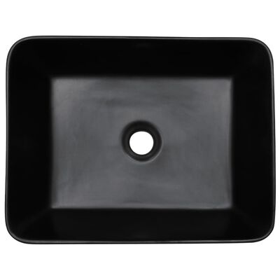vidaXL Nadpultni umivalnik črn pravokoten 46x35,5x13 cm keramika