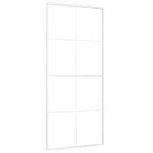 vidaXL Drsna vrata mlečno ESG steklo in aluminij 90x205 cm bela