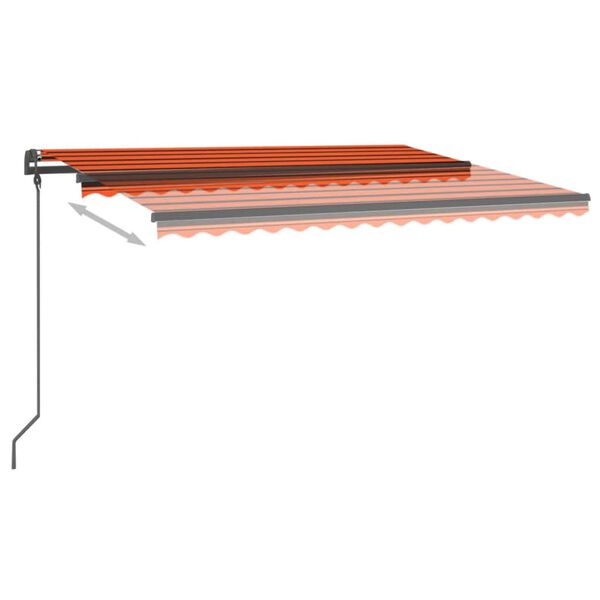 vidaXL Avtomatska tenda LED + senzor 4,5x3 m oranžna in rjava