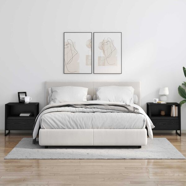 vidaXL Nočna omarica Črna Orehovina 50 x 39,5 x 50 cm Konstruiran les