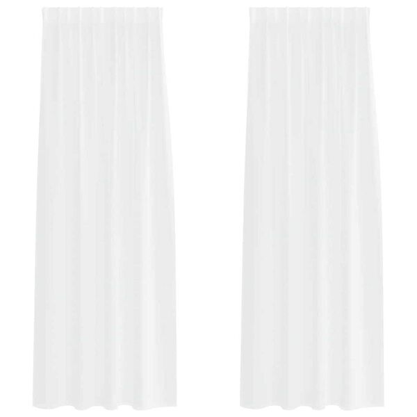 vidaXL Voile zavesa z zavesami 2 pcs Bela 225 x 140 cm Poliester