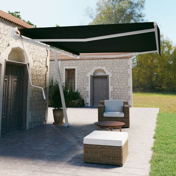 vidaXL Prostostoječa avtomatska tenda 500x350 cm antracitna