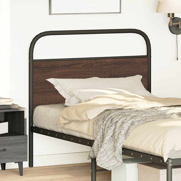 vidaXL Nadomestno vzglavje rjavi hrast 107 cm jeklo in inženirski les