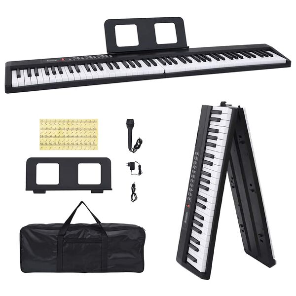 vidaXL 88 tipk Piano Electric Keyboard z glasbenim stojalom zložljivo