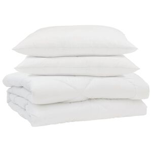 vidaXL Poletna odeja z blazino 3 pcs Bela Mikrofibra