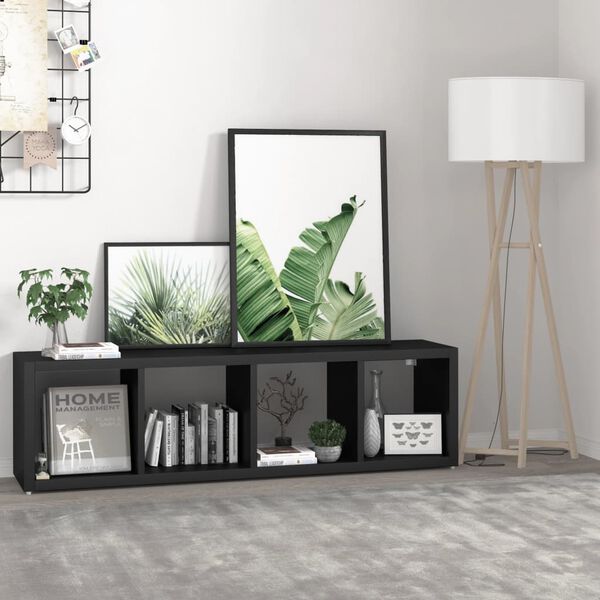 vidaXL Stenska kockasta polica črna 37x29,5x134,5 cm mediapan