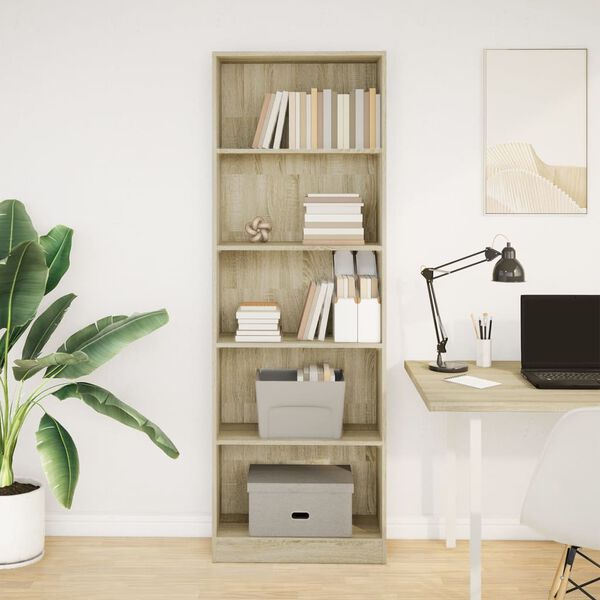 vidaXL Knjižna omara sonoma hrast 60x24x176 cm inženirski les