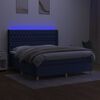 vidaXL Box spring postelja z vzmetnico LED modra 180x200 cm blago