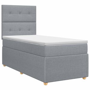 vidaXL Postelja boxspring z vzmetnico Svetlo siva 80 x 200 cm Blago